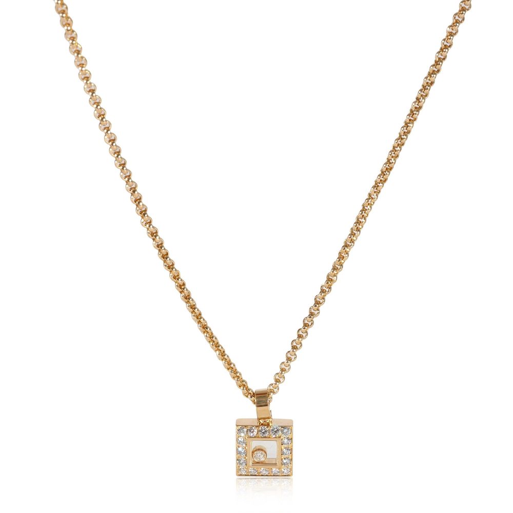 Chopard Happy Diamonds Square Diamond Halo Pendant in 18k Yellow Gold 0.38 CTW